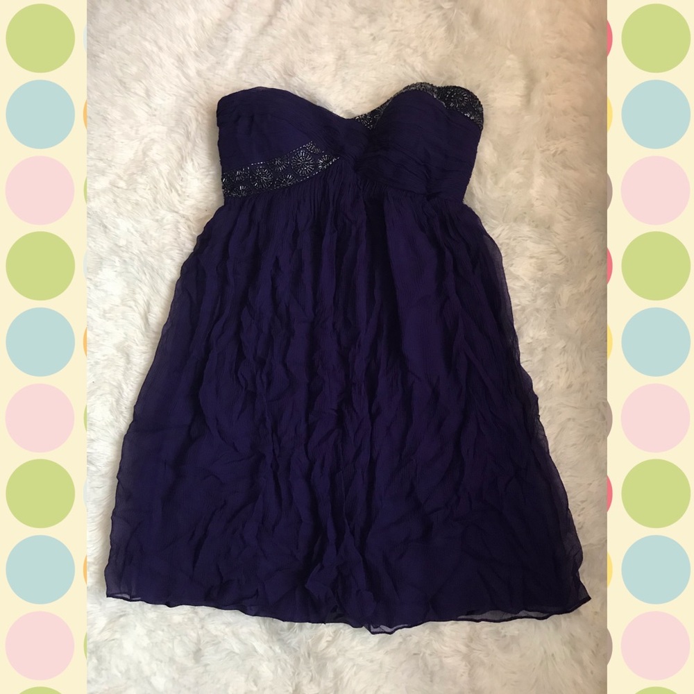 Purple Beaded Strapless Dress